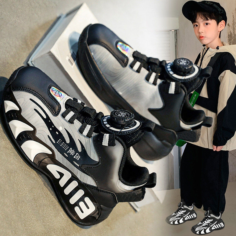 男童鞋运动鞋2025冬季新款儿童皮面减震篮球鞋大童男孩软底跑步鞋主图