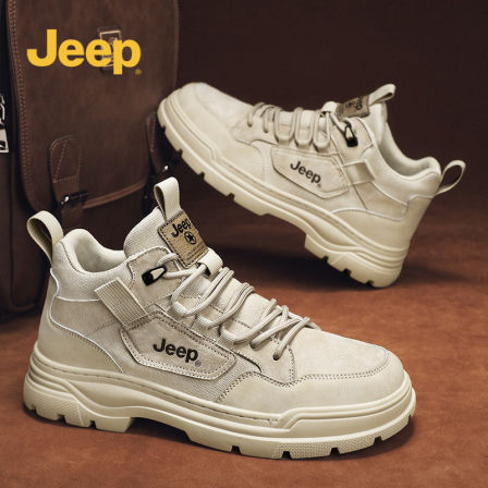jeep吉普高筒男鞋2025新款秋冬季英伦风厚底马丁靴男士中筒休闲鞋