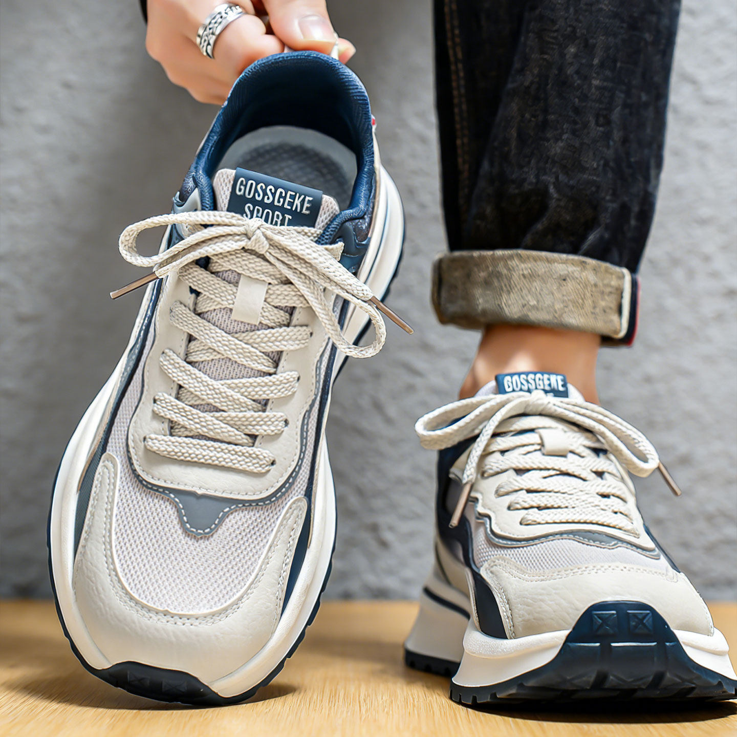 男款鞋子厚底休闲跑鞋青少年防滑阿甘板鞋运动透气防臭增高老爹鞋主图