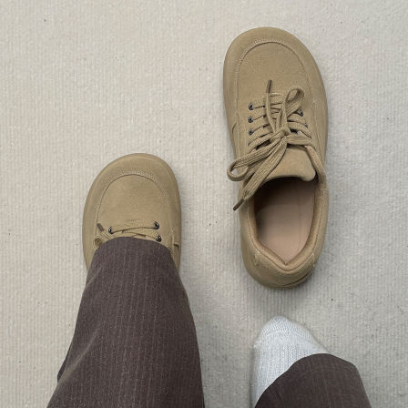 cleanfit德训鞋男休闲板鞋通勤翻毛方头皮鞋老钱风户外大头乐福鞋