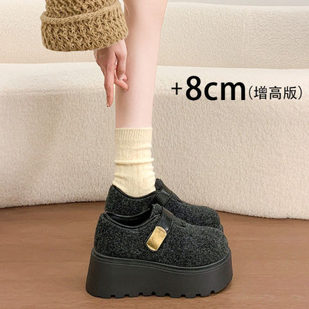 厚底勃肯鞋女冬加绒2025爆款复古一脚蹬松糕鞋乐福鞋保暖毛毛棉鞋