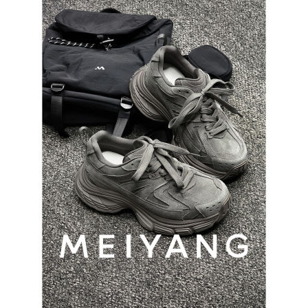 美洋MEIYANG 涡轮老爹鞋二号 磨砂哑光复古圆头厚底休闲鞋-周五