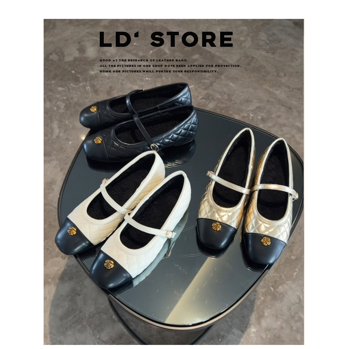 真皮~5cm内增高山茶花玛丽珍鞋女春季新款小香风菱格拼色通勤单鞋主图