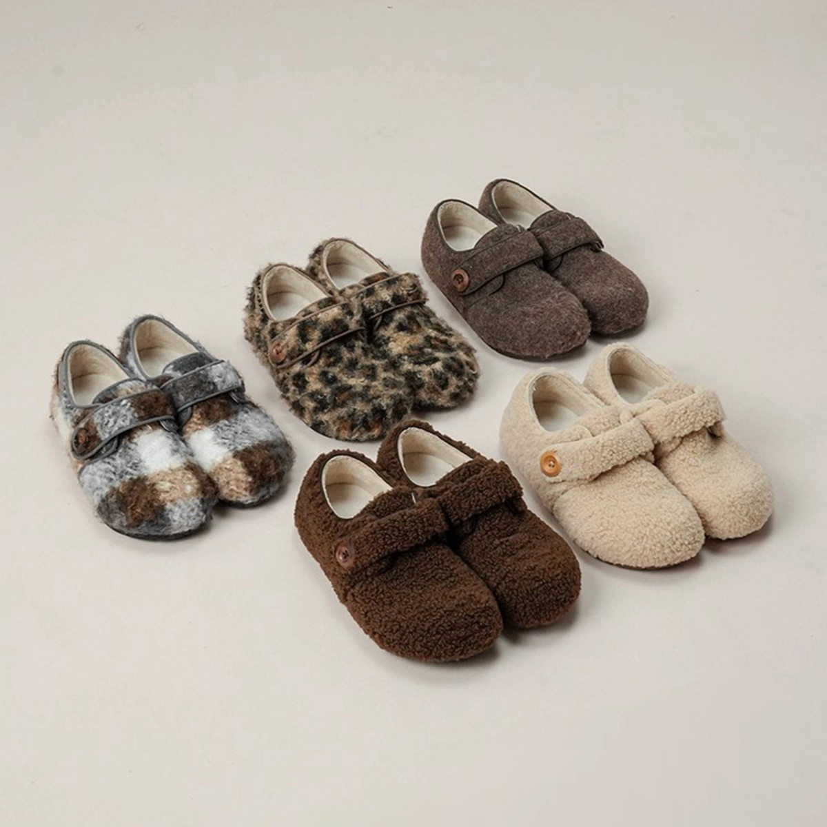 内增高厚底加绒毛毛鞋女2025秋冬季新款百搭保暖魔术贴全包勃肯鞋主图