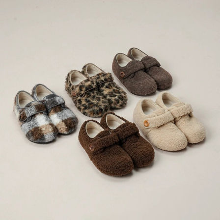 内增高厚底加绒毛毛鞋女2025秋冬季新款百搭保暖魔术贴全包勃肯鞋