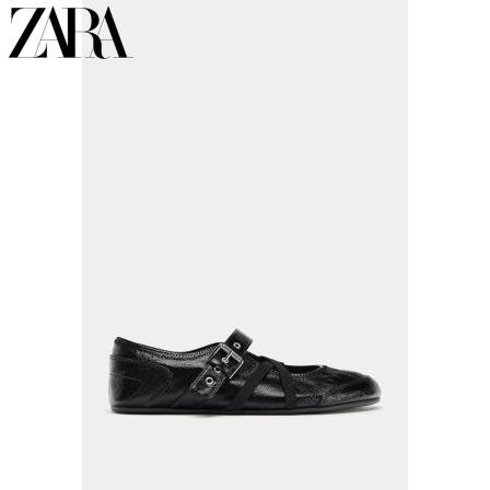 ZARA2025冬季新品女鞋新年系列漆皮效果玛丽珍芭蕾鞋 5213710 800