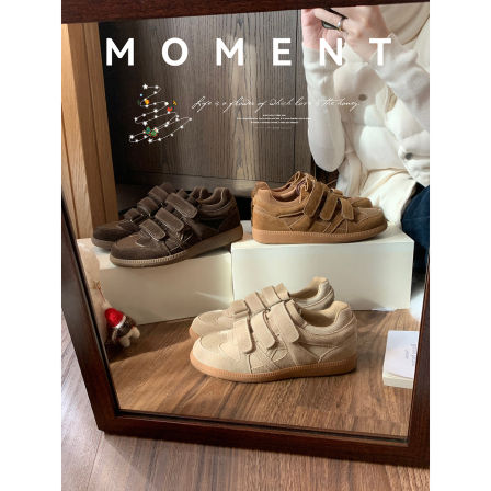 葡萄妈studiolee 增高3.5cm~懒人魔术贴圆头拼接薄底板鞋休闲鞋女