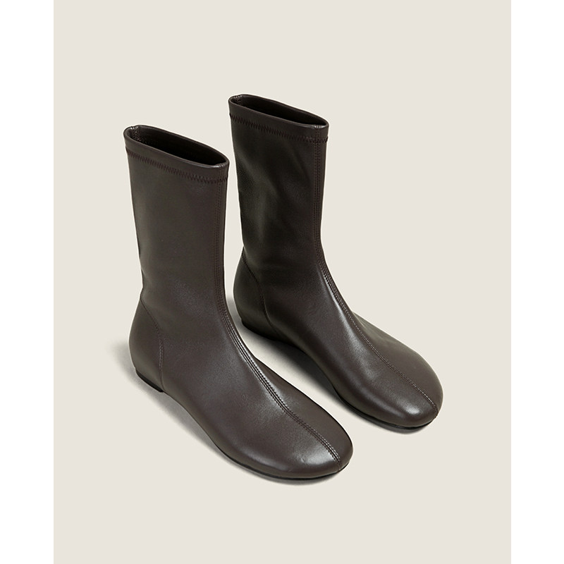 【鞋匠女王×极简大女主】弹力羊皮内增高显瘦短靴女复古瘦瘦靴子主图