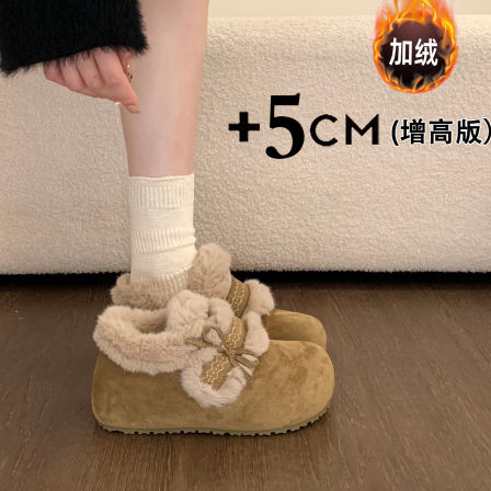 巨好看厚底内增高加绒勃肯鞋雪地靴毛毛鞋女鞋子2025新款冬季棉鞋