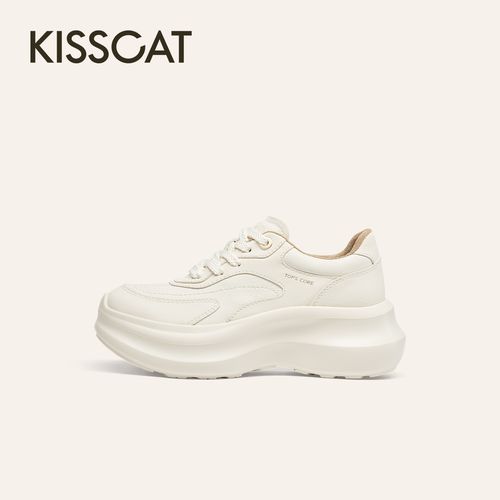 接吻猫【7.5CM小泡芙长腿鞋】厚底小白鞋阔腿裤必备女鞋K76173A-50主图