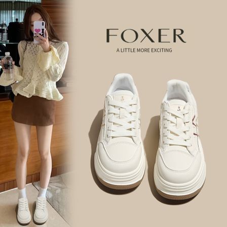 FOXER休闲小白鞋休闲板鞋厚底增高低帮女鞋休闲鞋鞋子板鞋百搭