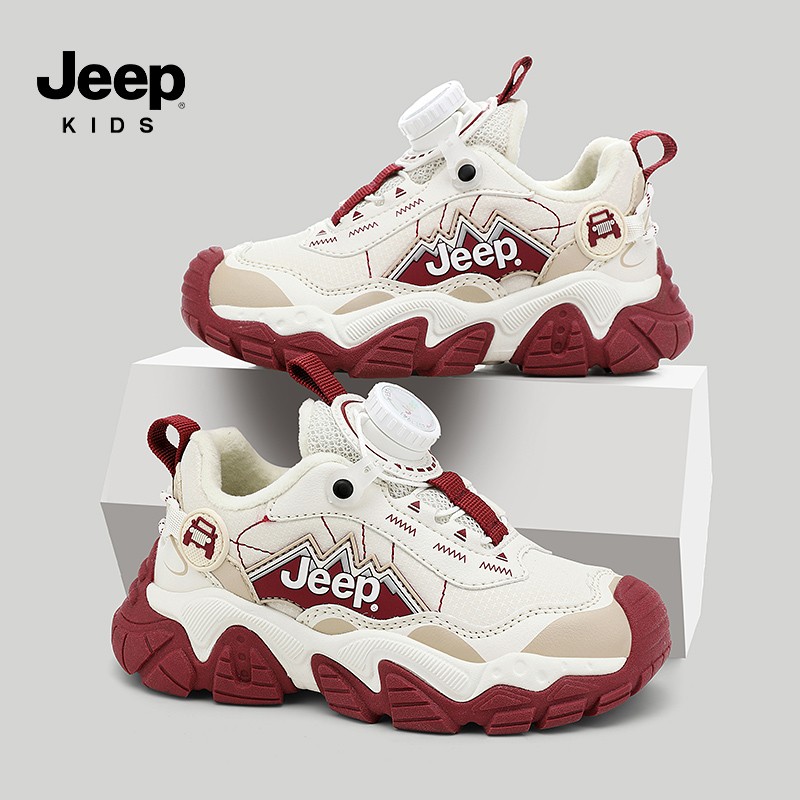 jeep女童运动鞋加绒男童冬季童鞋2025新款皮面防水儿童二棉鞋防滑主图