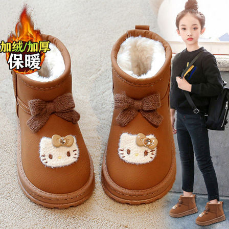 女童雪地靴冬季2026新款儿童加绒保暖大棉鞋女孩东北卡通面包棉靴