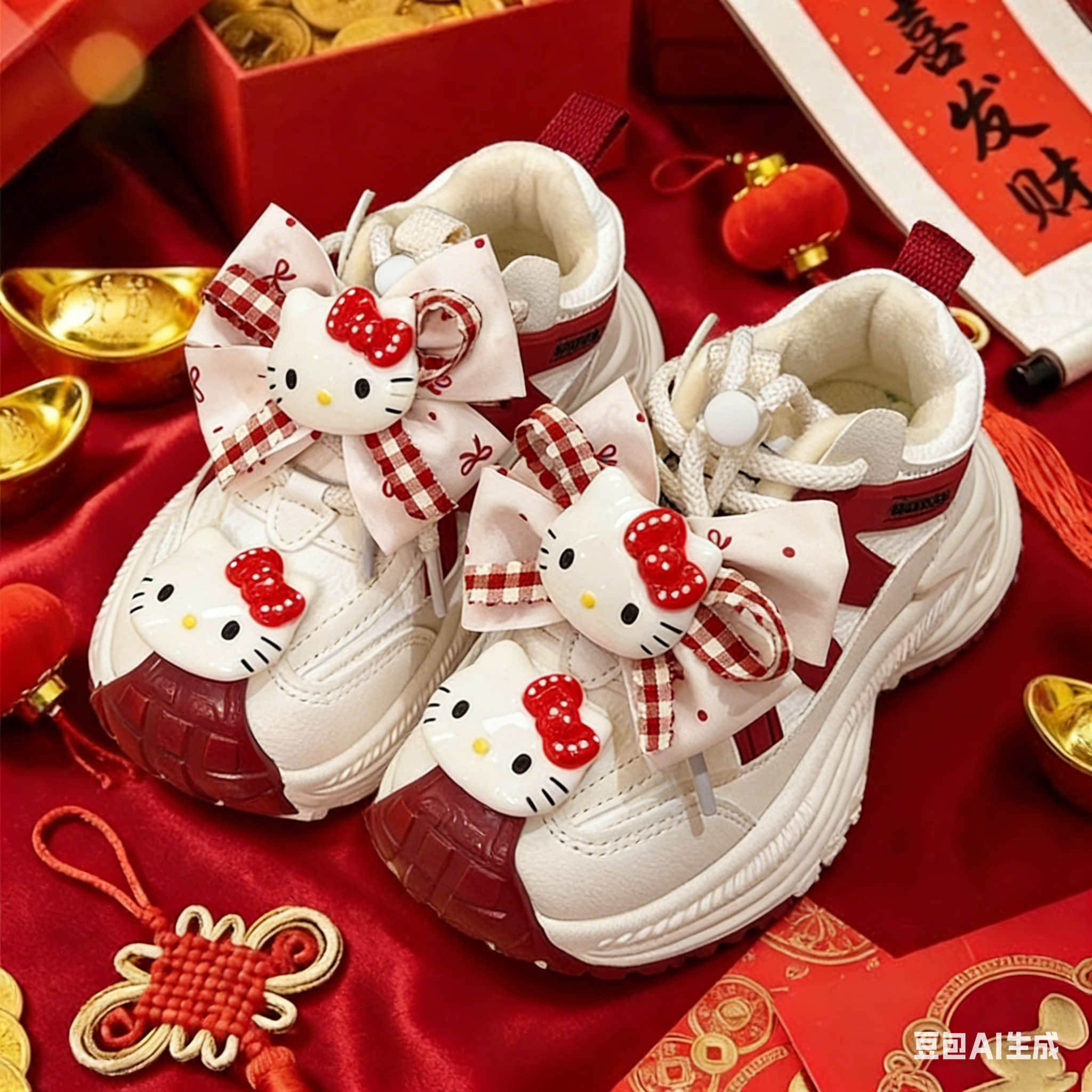 阿童木女童红色新年儿童鞋子2025新款冬季女孩运动小白鞋大童跑步主图