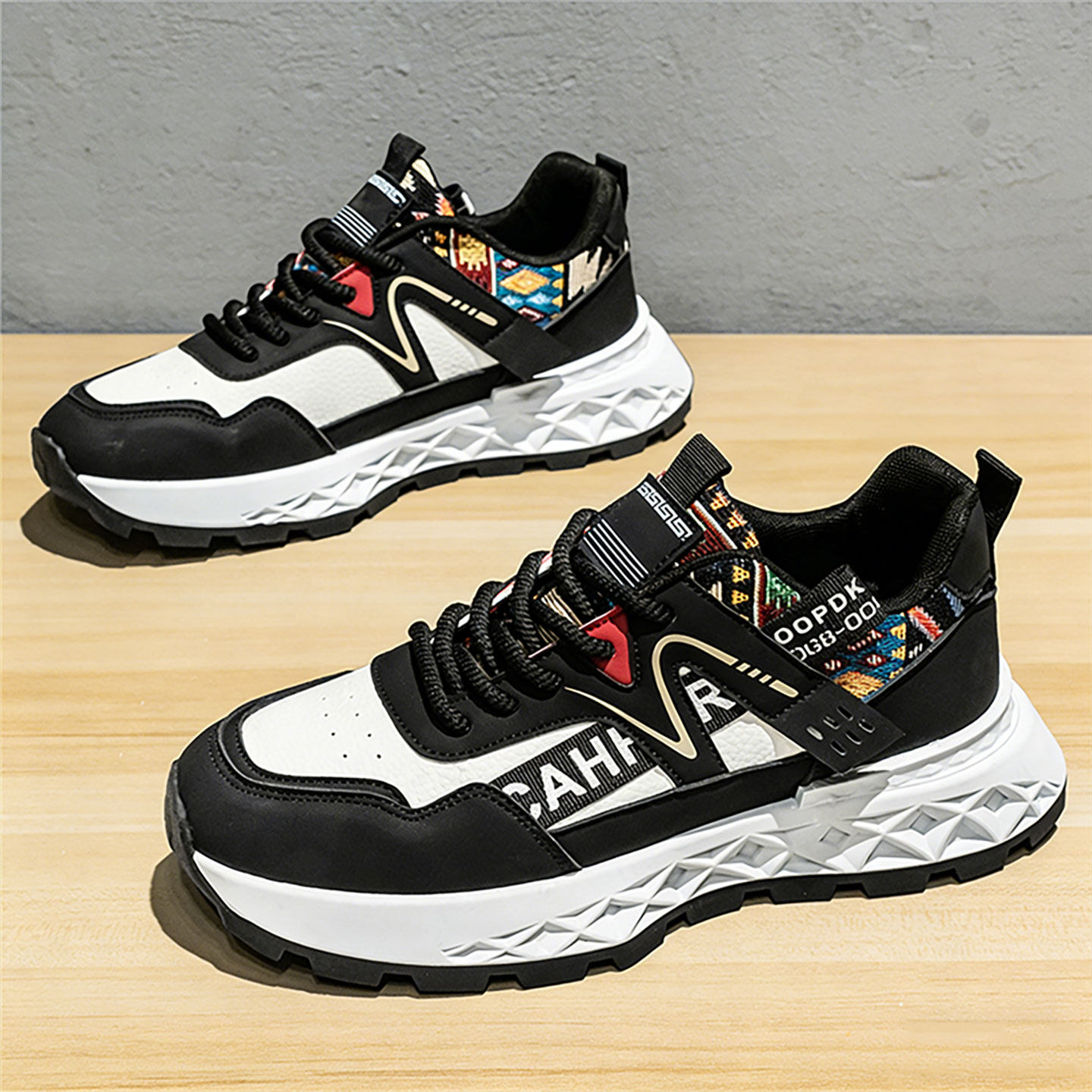 真皮男鞋2026新款百搭休闲跑步运动鞋男青少年学生厚底增高老爹鞋主图