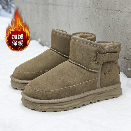 加绒面包鞋男款不系带冬季保暖鞋子厚底防滑男士加厚防寒雪地靴男
