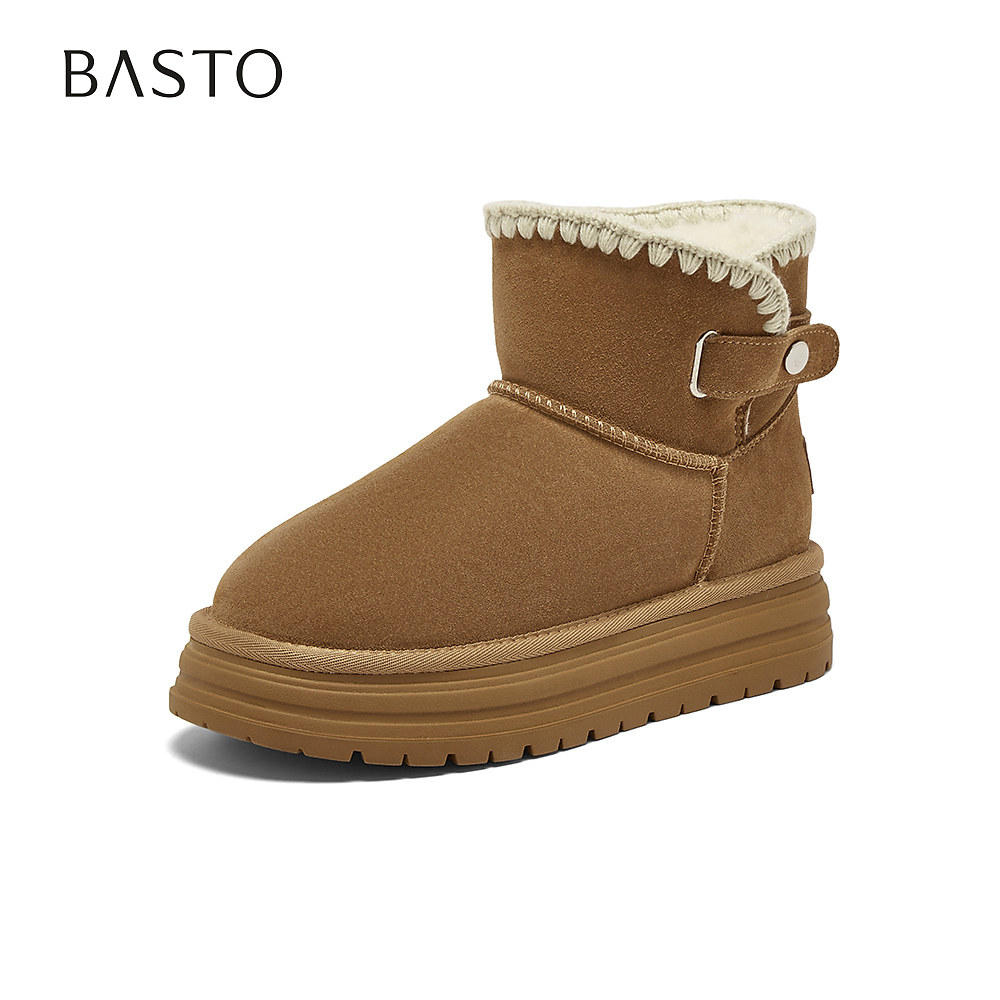 【所有女生的衣橱直播间】百思图雪地靴时尚休闲女短靴J9352DD5Z主图