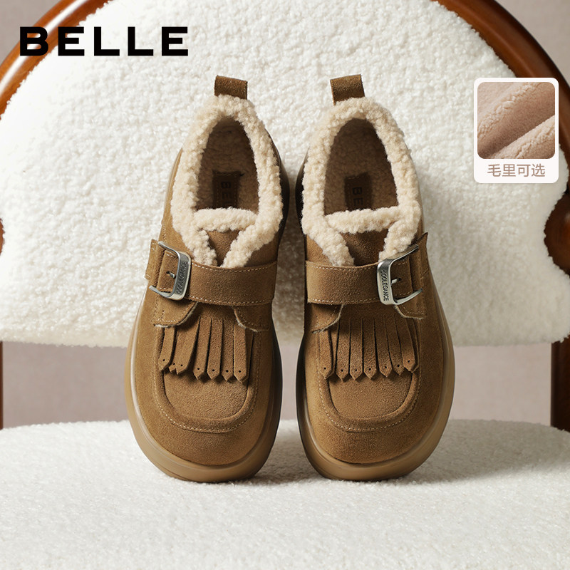 百丽厚底增高复古加绒勃肯棉鞋毛毛单鞋主图