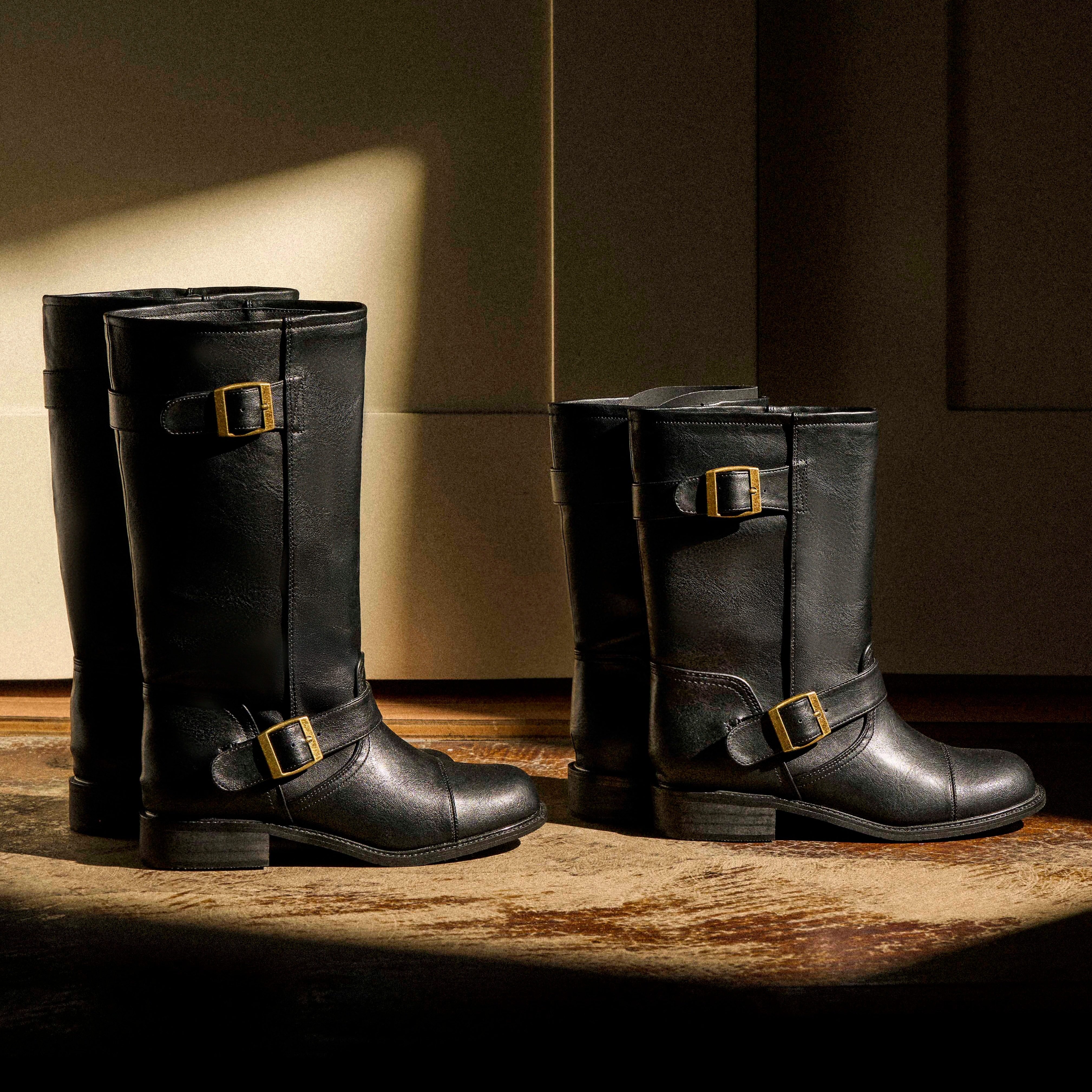 时间·fever同款加绒小众百搭圆头皮带双扣宽中筒长筒骑士靴子女主图