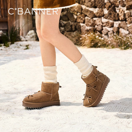 【所有女生的衣橱直播间】千百度厚底蝴蝶结保暖靴女冬季短靴棉鞋