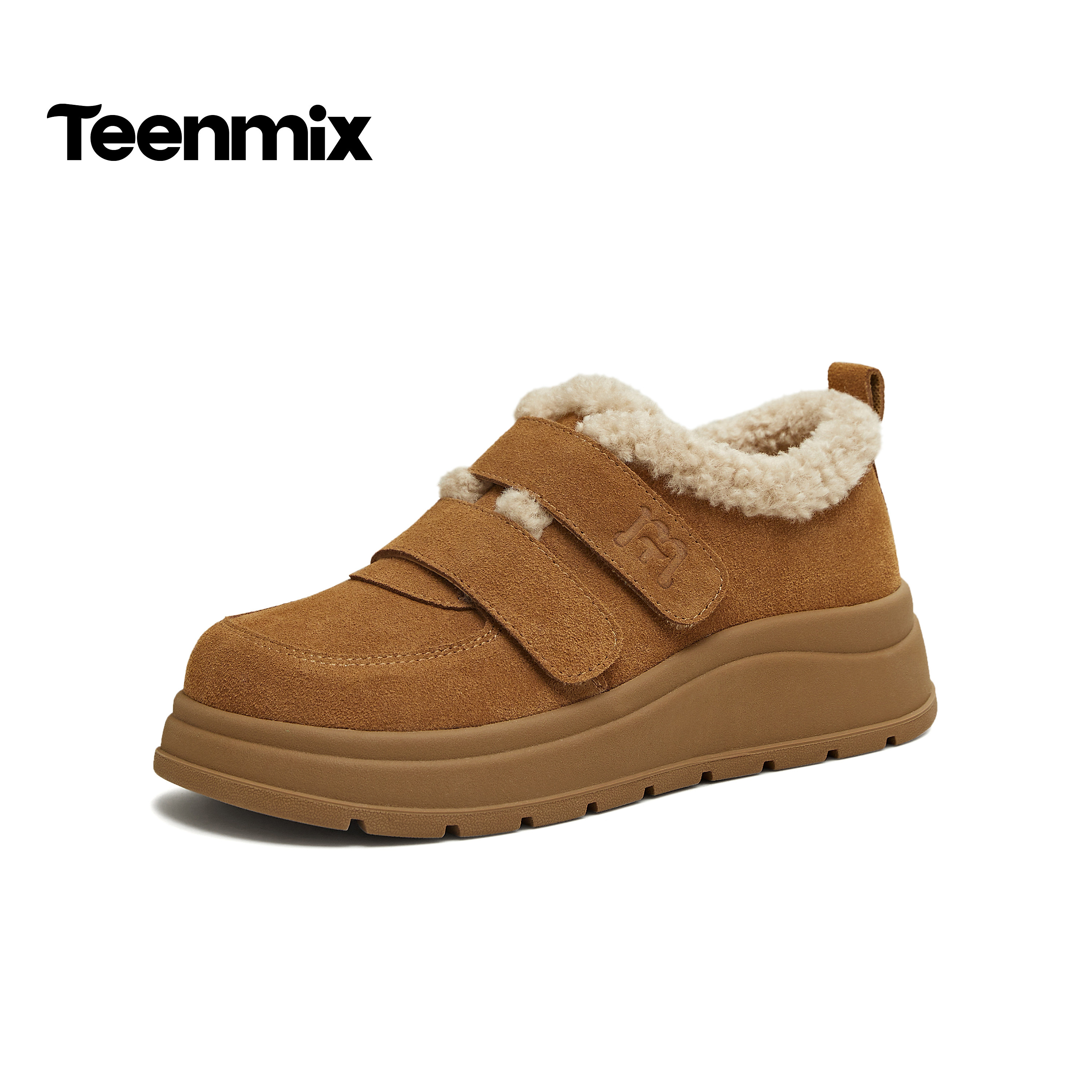 【k姐推荐】天美意厚底加绒保暖勃肯毛毛鞋雪地靴棉鞋女休闲短靴主图