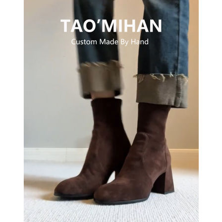 真皮绒面高跟鞋女2025秋冬季新款粗跟加绒马丁靴小个子瘦瘦短靴子