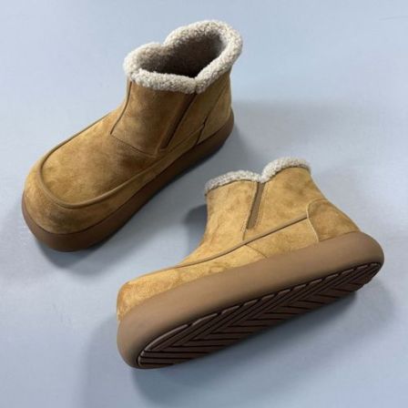 冬季高帮棉鞋加绒加厚套脚大头雪地靴大土豆勃肯保暖东北马丁靴男