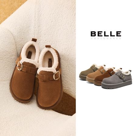 【百丽】百丽雪顶咖啡勃肯鞋女加绒保暖雪地靴D1V1DDM5