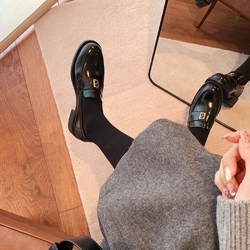 法式复古一脚蹬乐福鞋女2025秋冬新款百搭休闲潮流浅口单鞋小皮鞋主图