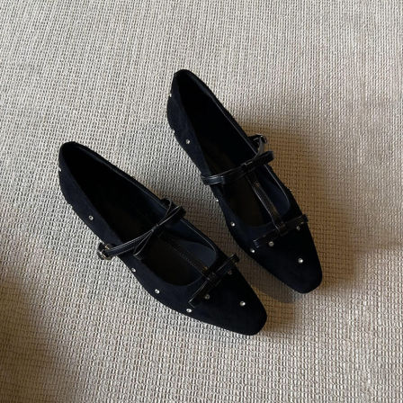 羊皮版~法式绝美水钻时尚气质小香风玛丽珍鞋女一字带内增高单鞋