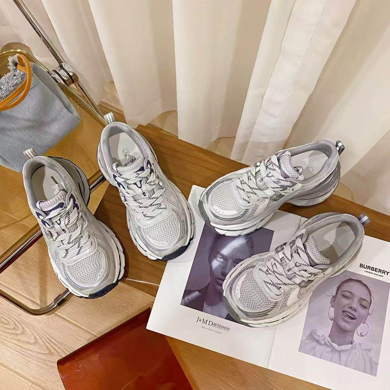 VK定制 韩版真皮时尚休闲运动鞋女9199主图