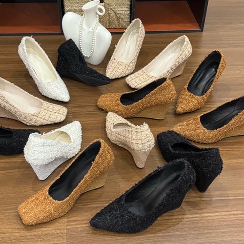 9公分四季通用常规款法式坡跟鞋尖头春夏细跟秋冬浅口气质时尚主图