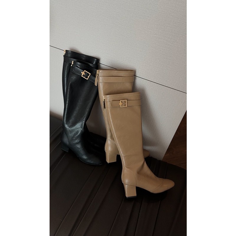 【mimius】U 做旧植鞣油蜡皮金扣贴腿长靴（后拉链/跟高6cm）WH01301主图