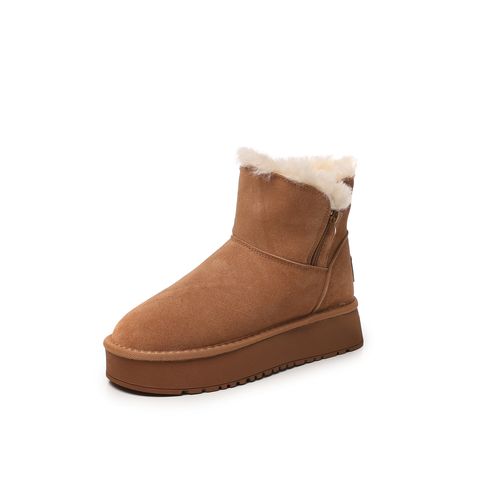 门店69&9！热栗系列」新升级头层牛反绒羊毛厚底增高雪地靴C25753主图