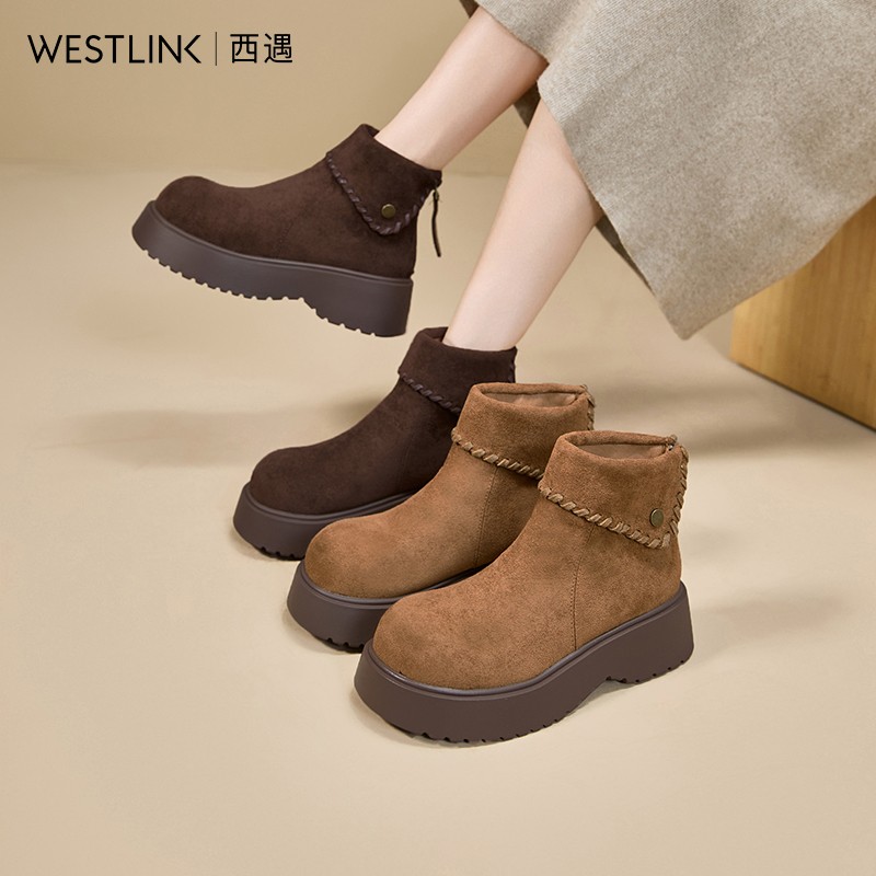 西遇厚底勃肯短靴女2025新款秋冬小个子增高美拉德马丁靴圆头短靴主图