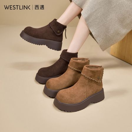 西遇厚底勃肯短靴女2025新款秋冬小个子增高美拉德马丁靴圆头短靴