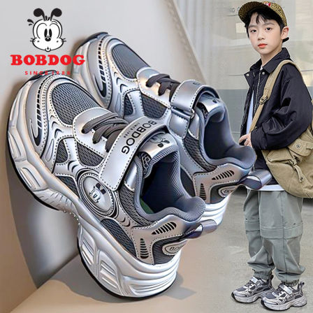 巴布豆男童鞋子2025新款秋冬款跑步儿童软底运动鞋男孩老爹鞋大童