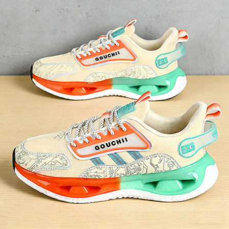 男鞋青少年运动鞋透气防臭初中学生厚底增高大童防滑减震气垫跑鞋