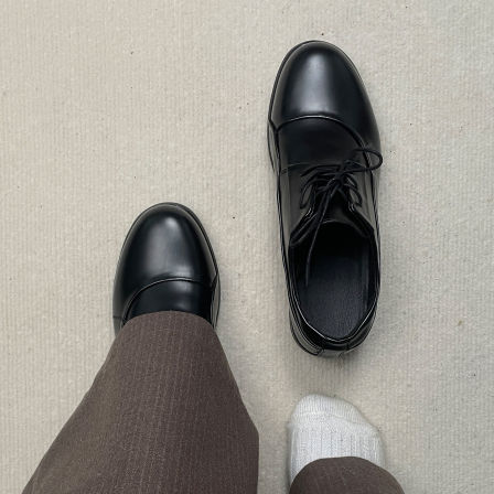 德比鞋新款老钱风商务皮鞋男款正装三接头英伦风厚底休闲结婚鞋子