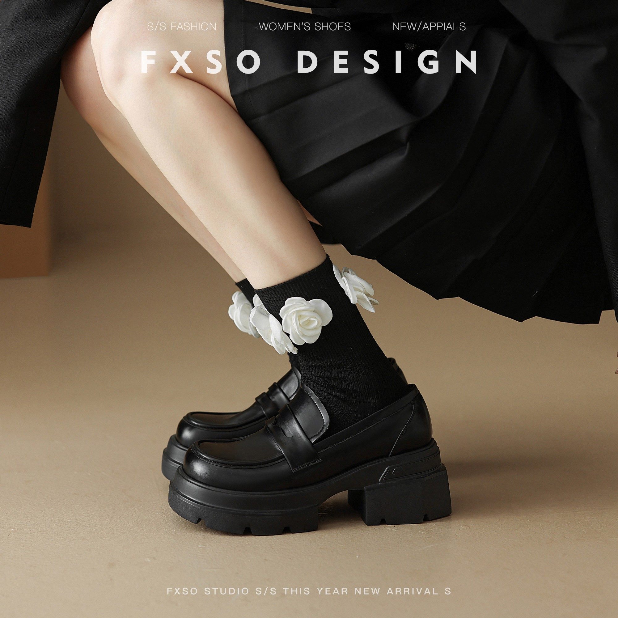 真皮方巷大叔2026春季新款黑色厚底乐福鞋圆头复古增高小皮鞋女款主图