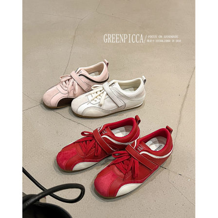 2026年新款复古魔术贴红色德训鞋女百搭休闲薄底赛车鞋运动阿甘鞋