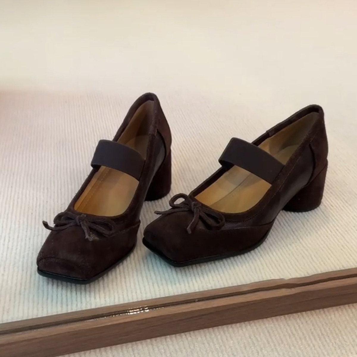 羊皮版~法式时髦复古蝴蝶结玛丽珍鞋女芭蕾风不累脚浅口单鞋主图