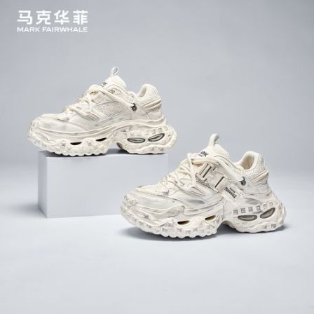 马克华菲男鞋2026新款擦色增高老爹鞋爆款气垫轮胎鞋男士休闲鞋子