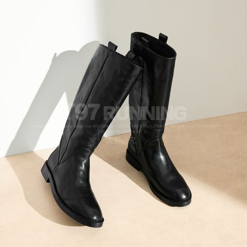 2025秋冬新款简约小众复古套筒低跟百搭高筒时装靴女G3077主图