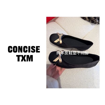 【唐小木】内增高蝴蝶结方头浅口单鞋 女款百搭舒适 B1279