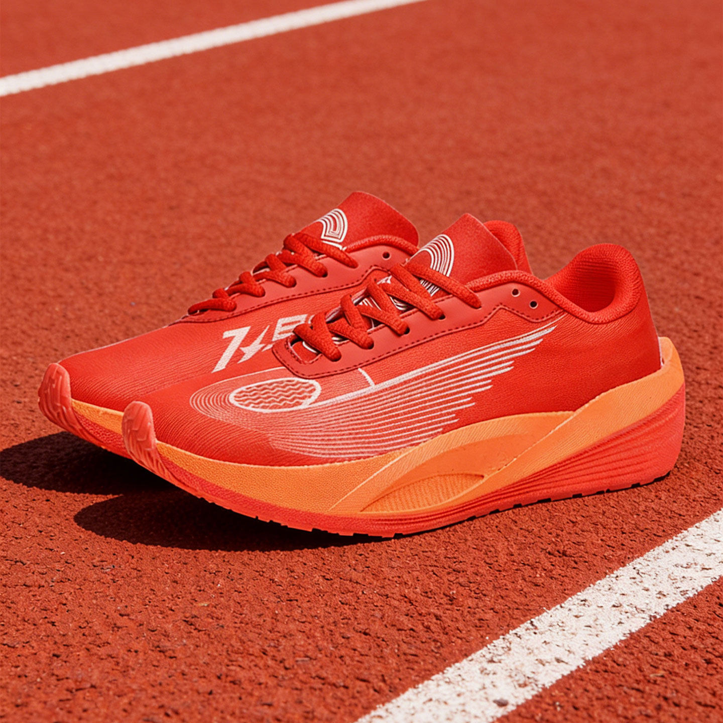 红色运动鞋男款透气网面初中生厚底踩屎感超轻减震大童跑鞋无碳板主图