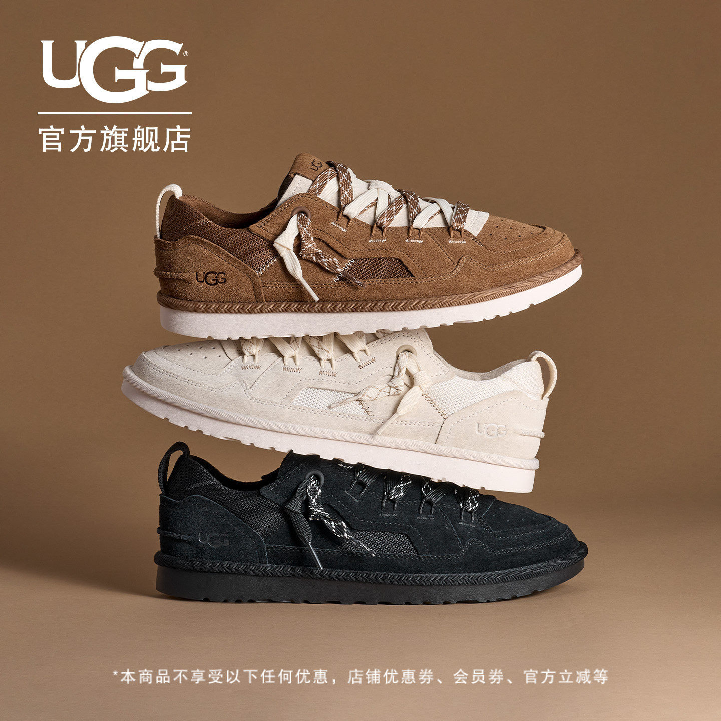 UGG春季新款男士舒适时尚圆头系带低帮梅尔休闲鞋明星同款1177035主图