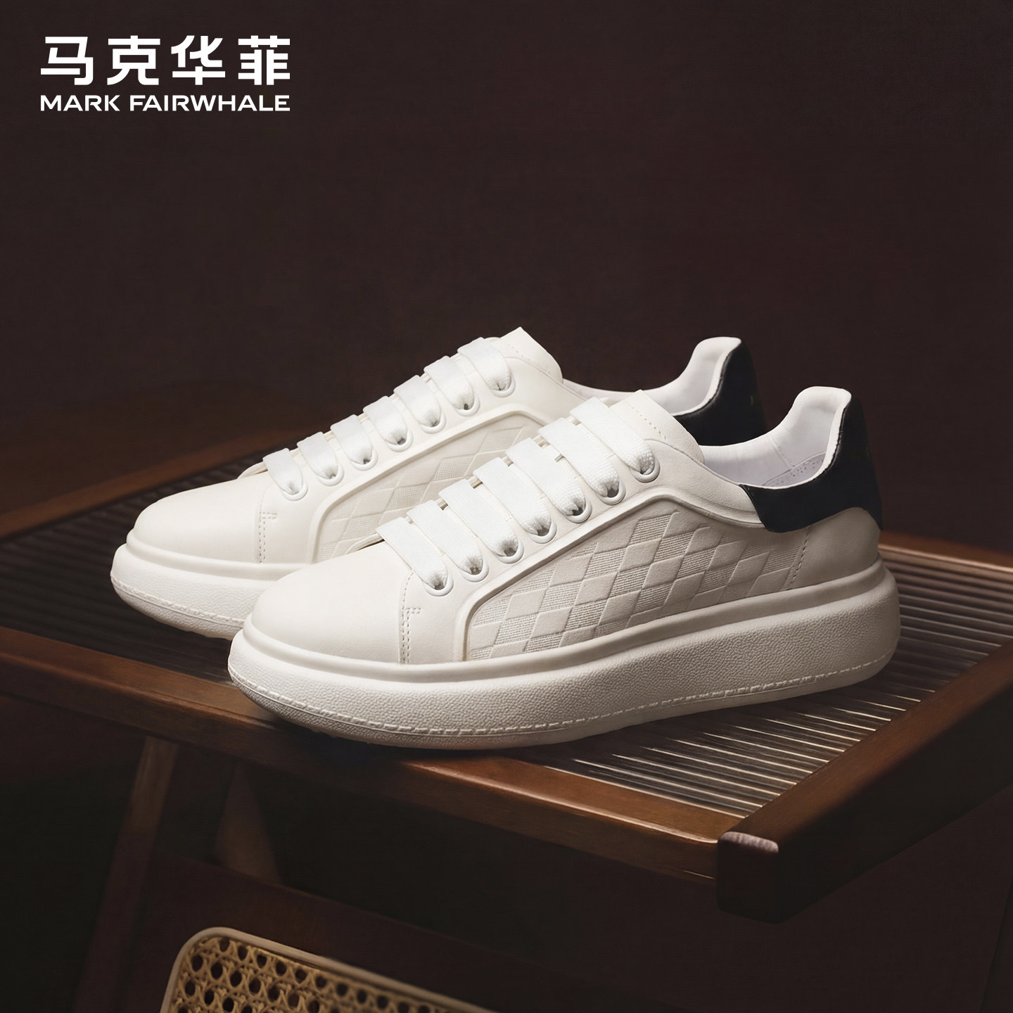 马克华菲小白鞋男2026新款麦昆男鞋春季男士板鞋增高鞋子休闲潮鞋主图