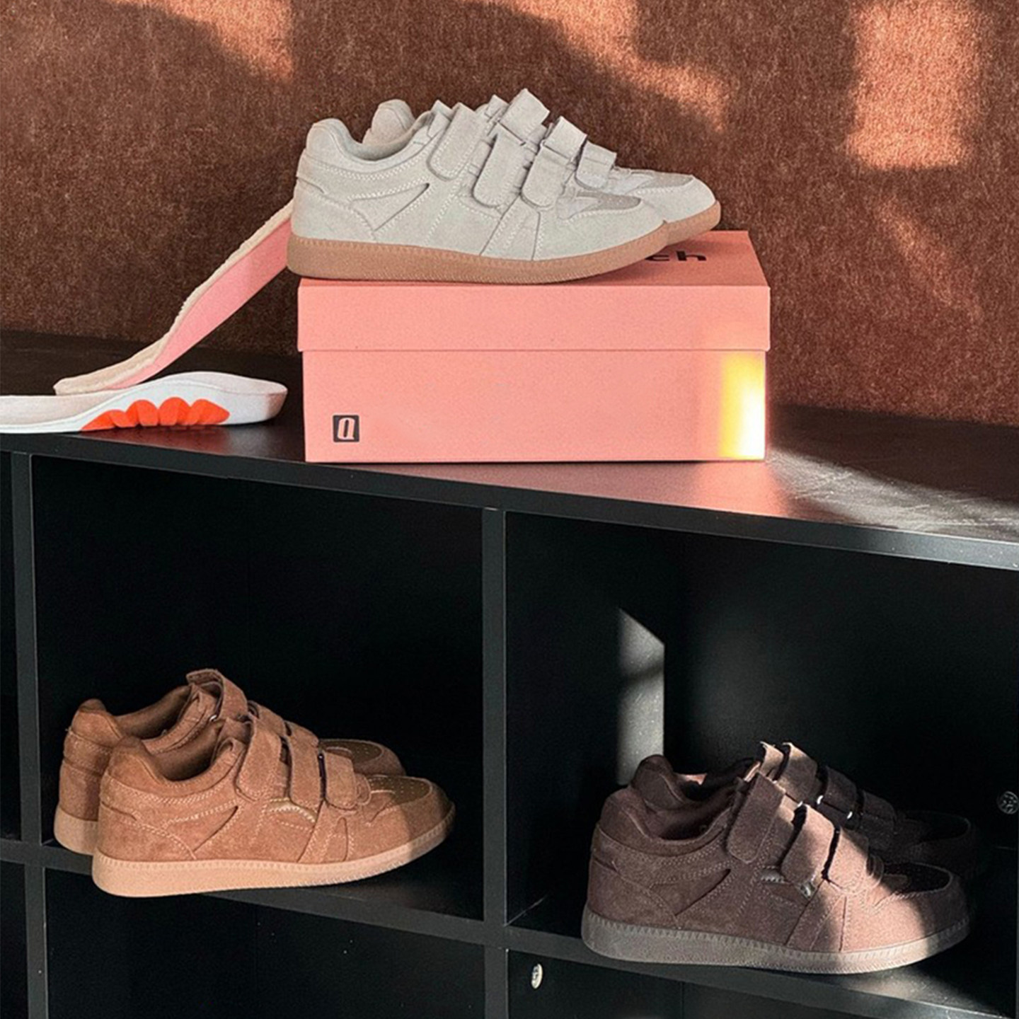 牛皮版~厚底魔术贴板鞋复古透气休闲运动鞋女百搭德训鞋潮阿甘鞋主图