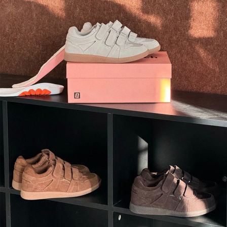 牛皮版~厚底魔术贴板鞋复古透气休闲运动鞋女百搭德训鞋潮阿甘鞋